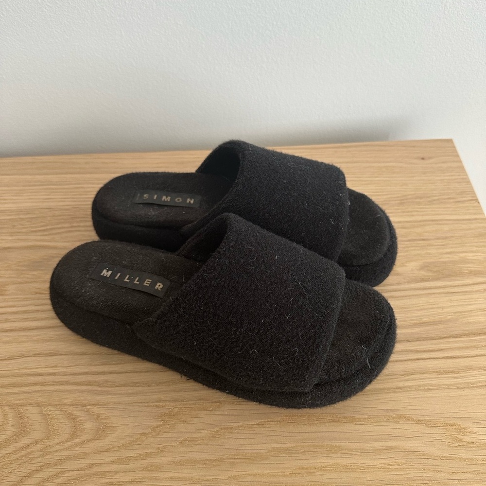 Black Simon Miller Terry Pool Slides - image 1